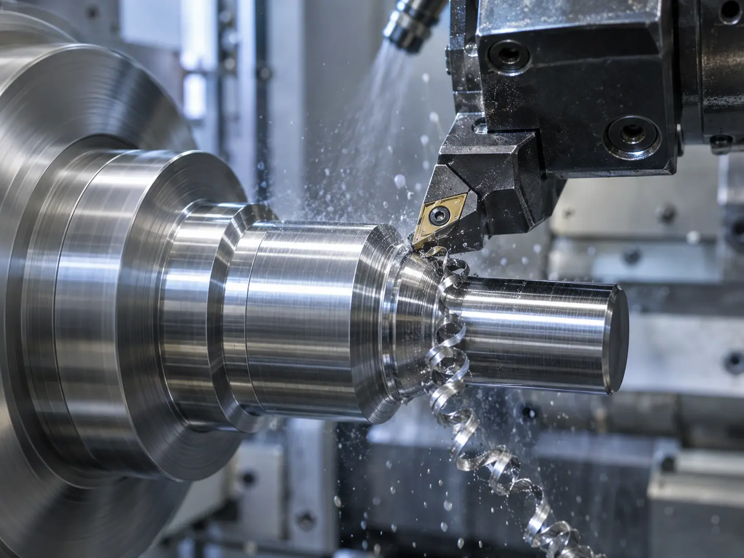 Tornitura CNC di un albero in acciaio presso Effe3